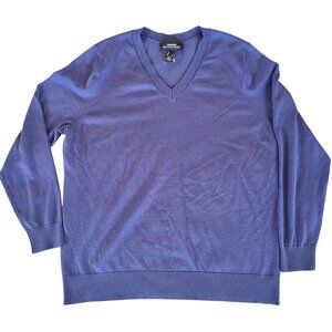 Lands End Outfitters Womens V-Neck Sweater L Blue Acrylic & Nylon Blend